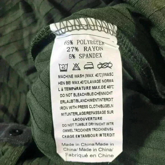 Women Olive Green Stretch Ribbed BodySuit Long Sleeve Asymmetric Neck Size XL - Picture 4 of 6